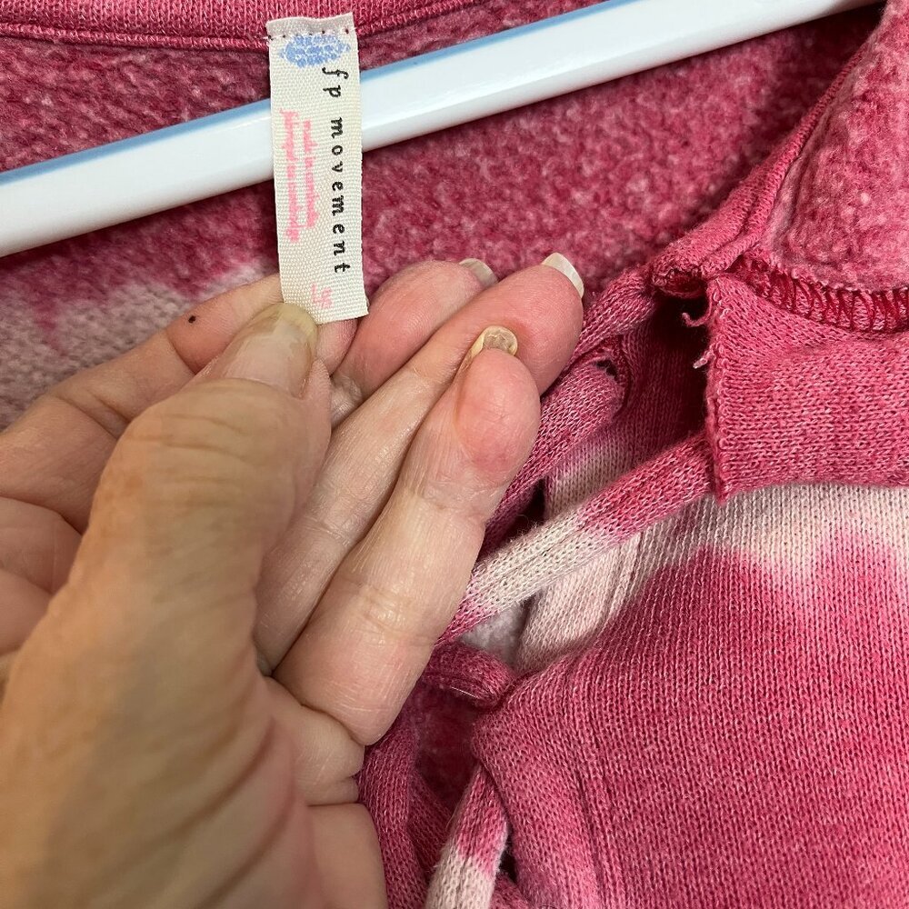 Women's Pink Tye Dye Free People Movement Hoodie Size M